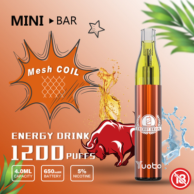Yuoto Energy Drink Vape 650mAh ব্যাটারির সাথে ডিসপোজেবল
