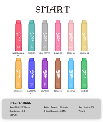 Yuoto Smart 600 Puffs vape থেকে Shenzhen China Vape Manufatrare Yuoto লোগো অন প্রোডাক্ট পড সিস্টেম