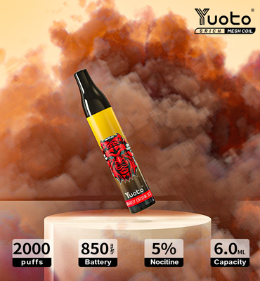জনপ্রিয় Yuoto 2000 পাফস ভ্যাপ ডিসপোজেবল ভ্যাপ মেশ কয়েল 6ml ই জুস 850mAh ই-সিগারেট ভ্যাপ পেন