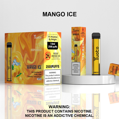 Yuoto XXL 2500 puffs, ডিসপোজেবল vape 7ml তরল ভলিউম লোগো বিভিন্ন স্বাদের মুদ্রণ