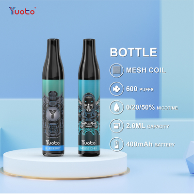 জাল কুণ্ডলী Yuoto বোতল 600 Puffs ডিসপোজেবল ভ্যাপ 20Mg নিকোটিন