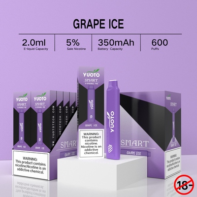 Yuoto Smart 600 Puffs Disposable Vape Kit 2% নিকোটিন TPD ডিভাইস