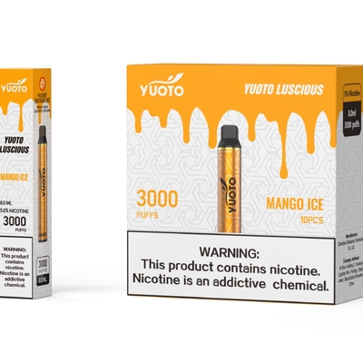 Yuoto Luscious Disposable Vape Pens 3000 Puffs 50mg নিকোটিন ম্যাঙ্গো আইস 1350mAh