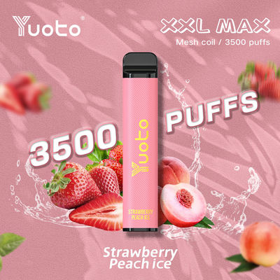 স্ট্রবেরি পীচ বরফের স্বাদ Yuoto XXL Max 3500 Puffs ইলেকট্রিক ভ্যাপ পেন মেশ কয়েল সহ