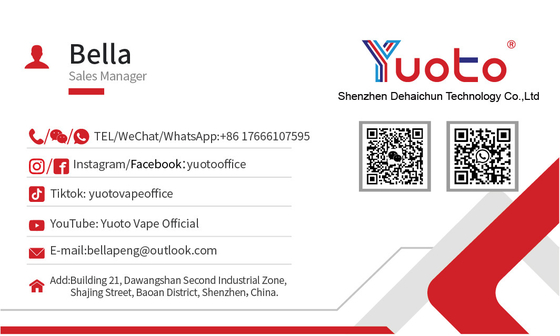 মহান মূল্য নিষ্পত্তিযোগ্য 2500puffs Yuoto ইলেকট্রনিক সিগারেট ভ্যাপ পড পণ্য