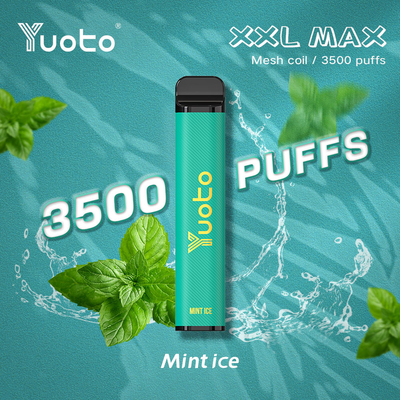 Yuoto নতুন XXL MAX 3500 পাফস ডিসপোজেবল ভ্যাপ মিন্ট আইস মেশ কয়েল 9ML E জুস