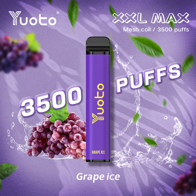 5% 2% নিকোটিন XXL MAX 3500 Puffs Yuoto ডিসপোজেবল Vape Grape Ice Mesh Coil