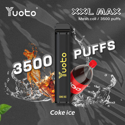 Yuoto XXL MAX ডিসপোজেবল ভ্যাপ কোক আইস মেশ কয়েল 5% 2% নিকোটিন 3500 পাফ