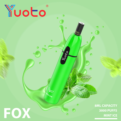 Yuoto Vape fox 3000 puffs আউটপুট ভোল্টেজ অ্যালুমিনিয়াম অ্যালয় + PCTG উপাদান ই-সিগারেট