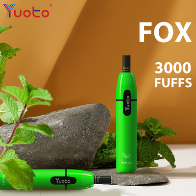 Yuoto Vape fox 3000 puffs আউটপুট ভোল্টেজ অ্যালুমিনিয়াম অ্যালয় + PCTG উপাদান ই-সিগারেট