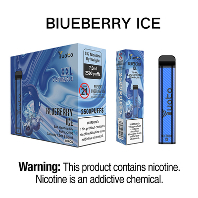 পোর্টেবল 2500 Puffs ডিসপোজেবল Vape সঙ্গে 52g ওজন ব্যাটারি ক্যাপাসিটি 1200mAh