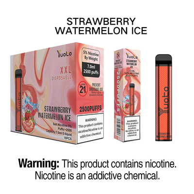 পোর্টেবল 2500 Puffs ডিসপোজেবল Vape সঙ্গে 52g ওজন ব্যাটারি ক্যাপাসিটি 1200mAh