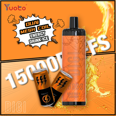 YUOTO প্রস্তুতকারক DIGI 15000 Puffs Daul Mesh Coil Vape নিয়মিত বায়ু প্রবাহ MTL এবং DTL