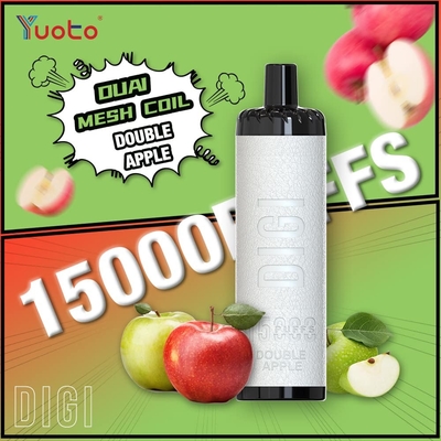 ডিসপোজাল ভ্যাপ প্লাস্টিক এল 850mAh 15000 puffs নিয়মিত বায়ু প্রবাহ 23 স্বাদ DualMesh কয়েল