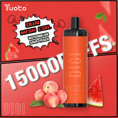 নিয়মিত বায়ু প্রবাহ YUOTO 15000 Puffs ডুয়ালমেশ কয়েল সহ একক ব্যবহারযোগ্য Vape 850mAh ব্যাটারি 23 স্বাদ