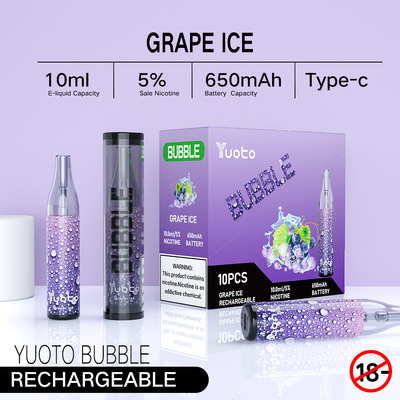 ডিসপোজেবল 10ml রিচার্জেবল ভ্যাপ ডিভাইস যার নেতৃত্বে 700mah ব্যাটারি রয়েছে