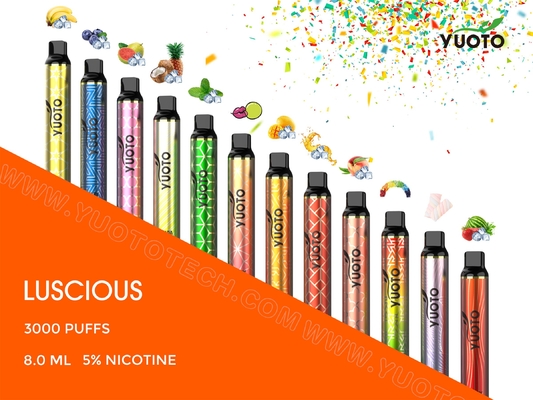 ডিসপোজেবল ভ্যাপ Yuoto luscious ই সিগারেট vape 3000 puffs shisha pen vapes 8ml pod 1350mAh সিগার পাফ