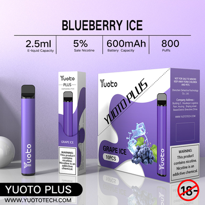 Yuoto Plus 800 Puffs E সিগারেট 32g 11 মিক্সড ফ্লেভার ব্লুবেরি রাস্পবেরি স্ট্রবেরি