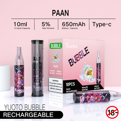 Yuoto বাবল 4000puffs 650 mah 10ml জাল কয়েল ডিসপোজেবল রিচার্জেবল ভ্যাপ নন ডিসজেকশন পিনা কোলাডা ইসিগ বাষ্প
