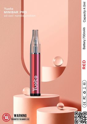 Yuoto minibar কাস্টম ডিসপোজেবল Vapes 4ml রিফিল এবং তরল