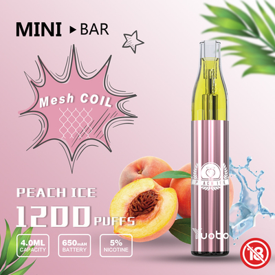 YUOTO Minibar 1200 Puff Disposable Vape 15 Flavor E Juice 4.0ml ব্যাটারি 650mAh