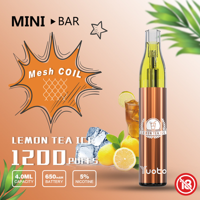 YUOTO Minibar 1200 Puff Disposable Vape 15 Flavor E Juice 4.0ml ব্যাটারি 650mAh