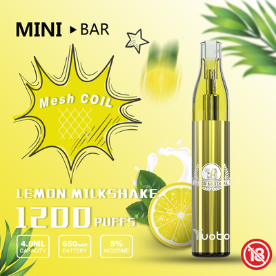 YUOTO Minibar 1200 Puff Disposable Vape 15 Flavor E Juice 4.0ml ব্যাটারি 650mAh