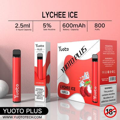 Yuoto 800 Puffs Vape with 11 Flavors Origal Area 2.5 ML জুস ক্যাপাসিটি