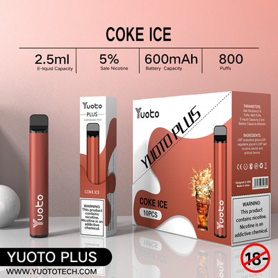 Yuoto 800 Puffs Vape with 11 Flavors Origal Area 2.5 ML জুস ক্যাপাসিটি