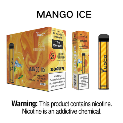 50Mg Nic XXL 2500 Puffs Plus ডিসপোজেবল ভ্যাপোরাইজার Yuoto 2500mAh